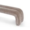 Upholstered taupe curved bench