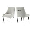 Upholstered grey velvet dining chair with handle on backrest