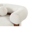 Sand-coloured Bouclé upholstery chair with ball-shaped cushion