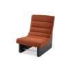 A contemporary chair by Liang & Eimil with a rust upholstery and stylish shape