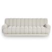 A contemporary sofa with a beautiful boucle upholstery and channel stitching