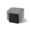 Elegant stool upholstered in bennet grey with block ash wood base