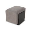 Elegant stool upholstered in bennet grey with block ash wood base