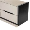 Modern cream coloured chest of drawers with leather front and matte black edges