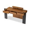 Blocky modern style desk in warm wood brown