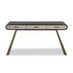 Modern desk with vegan leather drawers and tapered legs