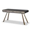 Modern desk with vegan leather drawers and tapered legs