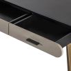 Modern desk with vegan leather drawers and tapered legs