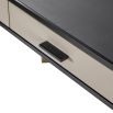 Modern desk with vegan leather drawers and tapered legs