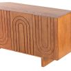 Warm brown sideboard with bronze inlay arch details