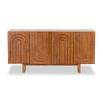 Warm brown sideboard with bronze inlay arch details