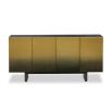 contemporary sideboard with stainless steel door panels finished in brass with a fading gradient
