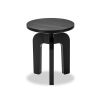 Black and timeless round-topped side table with three legs and scandi silhouette