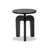 Black and timeless round-topped side table with three legs and scandi silhouette