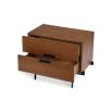 Mid century-inspired bedside table with thin black legs