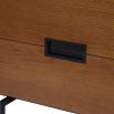 Mid century-inspired bedside table with thin black legs