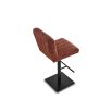 Square bar stool with upholstered in rust coloured fabric with fluting details