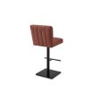 Square bar stool with upholstered in rust coloured fabric with fluting details