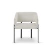 Squared wrap-around chair with neutral upholstery and black frame