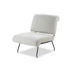 Neutral boucle upholstered armchair with rolled-back