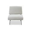 Neutral boucle upholstered armchair with rolled-back