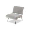 Grey upholstered armchair with rolled back