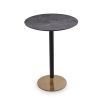 Textured black round top bar table with brass base