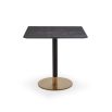 Square dining table with grey top and brass base