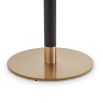 Square dining table with grey top and brass base
