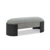 Rounded silhouette bench in grey upholstery