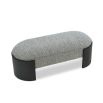 Rounded silhouette bench in grey upholstery