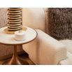 Hourglass-like base side table with gold base and white marble side table