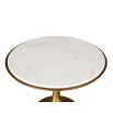 Hourglass-like base side table with gold base and white marble side table