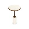 Pair of slender silhouette side tables with round, white marble top