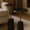 Notto Side Table - Black Marble & Antique Bronze - Set of 2