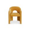 Arched dining chair completely upholstered in divine mustard coloured fabric