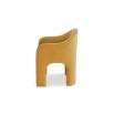 Arched dining chair completely upholstered in divine mustard coloured fabric