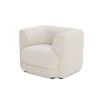 Simple silhouette armchair with low back and cream upholstery