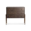 A luxury chest of drawers with a brown and bronze finish