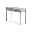 A luxury console table with a grey and bronze finish