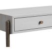 A luxury console table with a grey and bronze finish