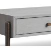 A luxury console table with a grey and bronze finish