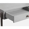 A luxury console table with a grey and bronze finish