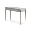 A luxury console table with a grey and bronze finish