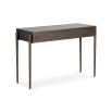 A luxury console table with a brown and bronze finish