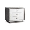 A luxury bedside table with a grey and white wood finish