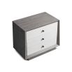 A luxury bedside table with a grey and white wood finish