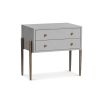 A luxury bedside table with a grey and bronze finish