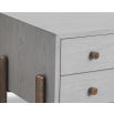 A luxury bedside table with a grey and bronze finish