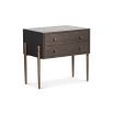 A luxury bedside table with a brown and bronze finish